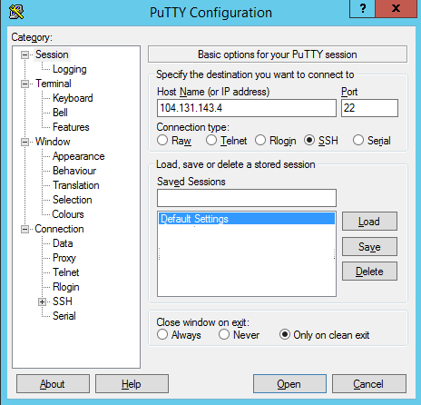 PuTTY Configuration